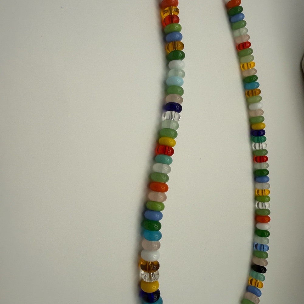 NEW Artisan Made Colorful 4mm Glass Bead Necklace 16" - Picture 4 of 4